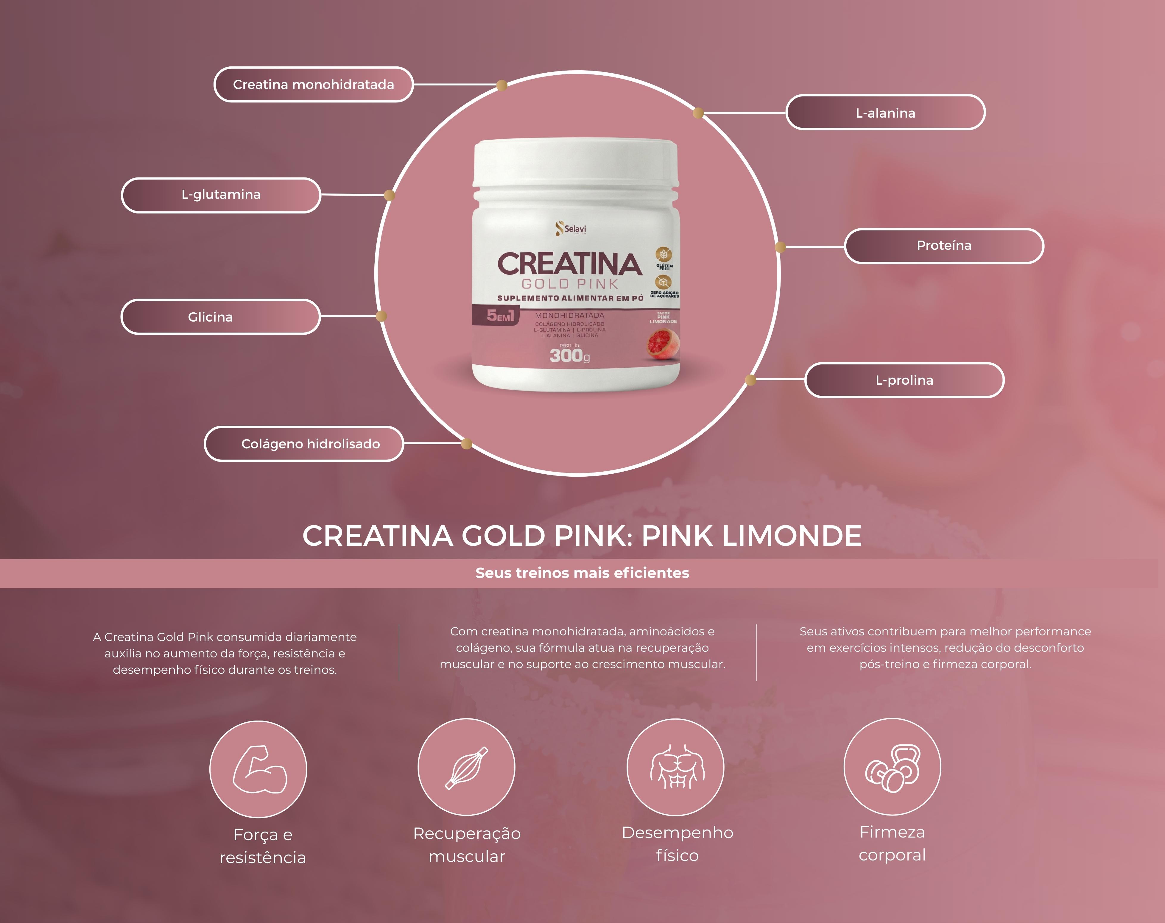 CREATINA GOLD PINK EM PÓ - Comprar em Selavi Nutrition
